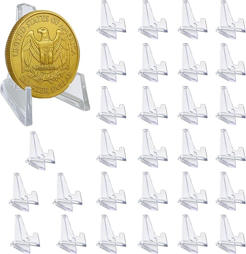 メダルスタンド ディスプレイスタンド 透明 アクリル 缶バッジ コイン トレカ 小物 展示用スタンド 30個セット (透明)