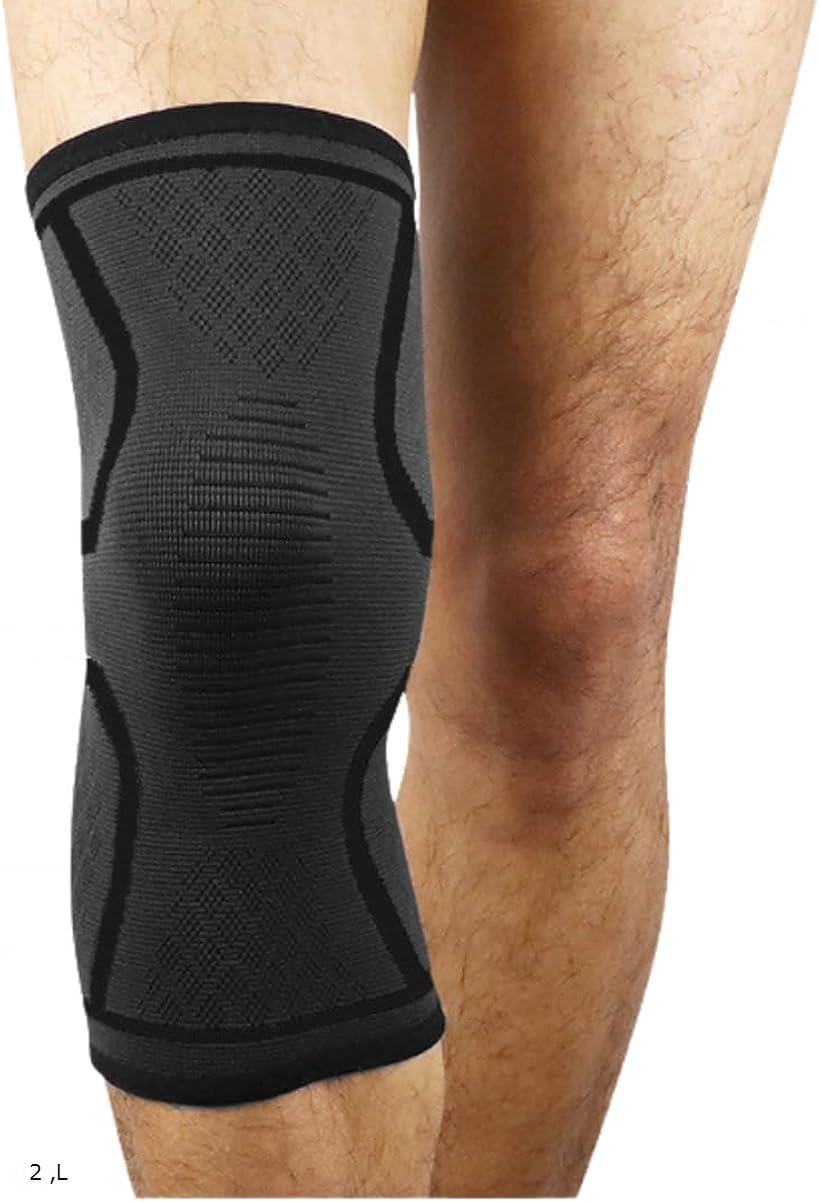 膝サポーター ニースリーブ スポーツ用 高弾力 ケガ予防 ニーガード 膝保護 理学療法士オススメ 通気性 滑り止め付き 圧迫固定 ランニング 登山 バスケ用 (L)