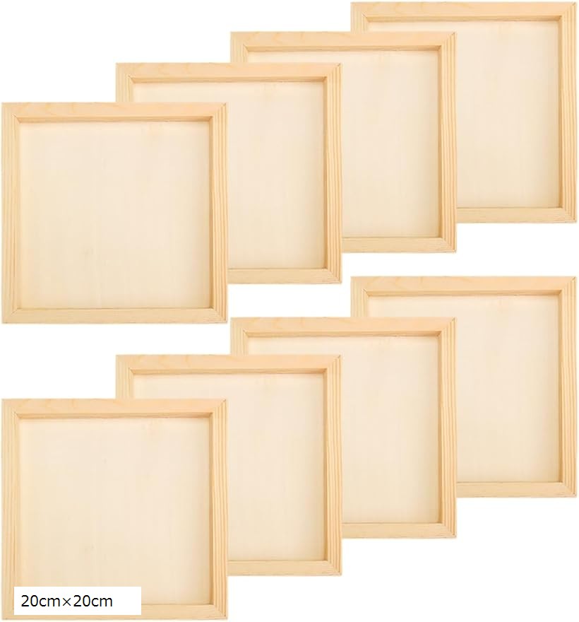 キャンバス スクエア ボード 木製 未仕上げ ウッド パネル 8枚 セット 画材 ブランク インチ (自然色, ..