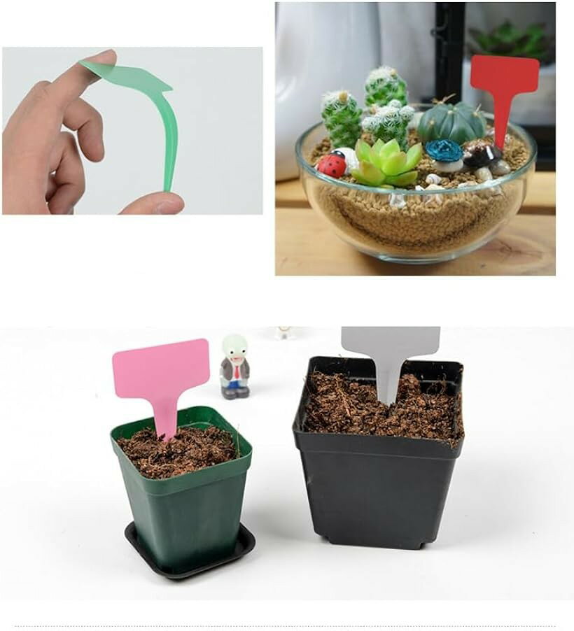 園芸ラベル T型 植物タグ 100枚セット 再使用可能 (ホワイト100本セット, 10 x 6 cm)