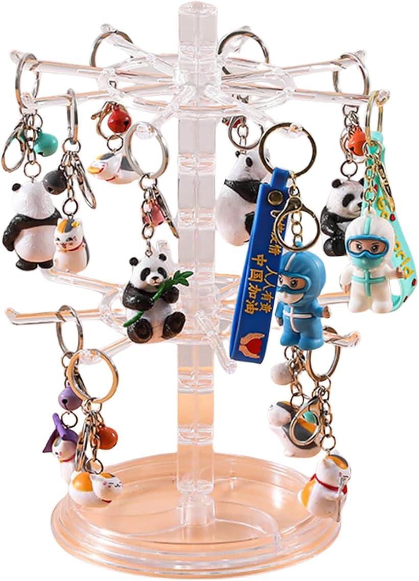 アクセサリー スタンド 収納 回転 ピアス ジュエリー イヤリング ディスプレイ レディース 回る (クリア)