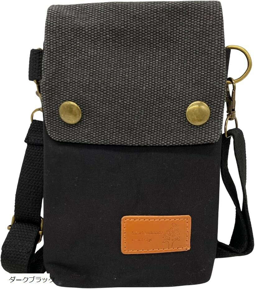 スマホポーチ ショルダー メンズ 小さめ ポシェット スマホケース サコッシュ 斜めがけ (ダークブラック)