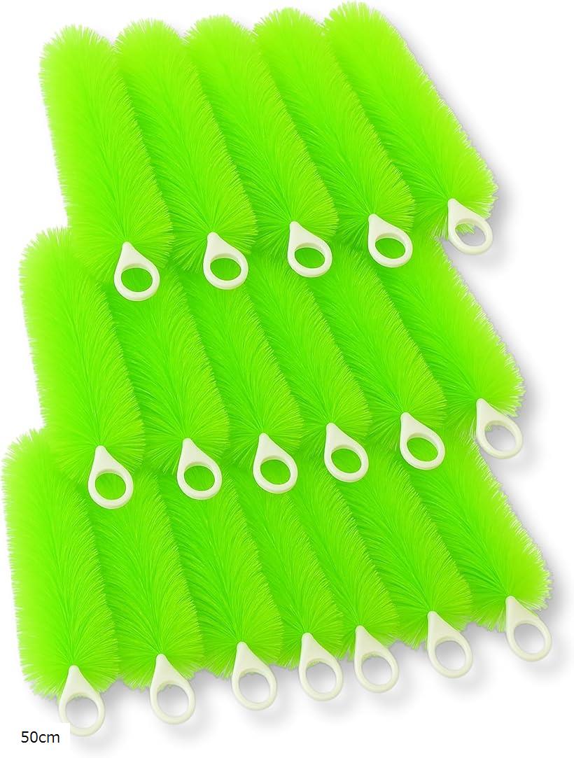 ロールフィルター フィルターブラシ 20本セット グリーン 水槽 濾過 ろ過 汚れ除去 吊り下げ 横置き ろ材 外部 (50cm)