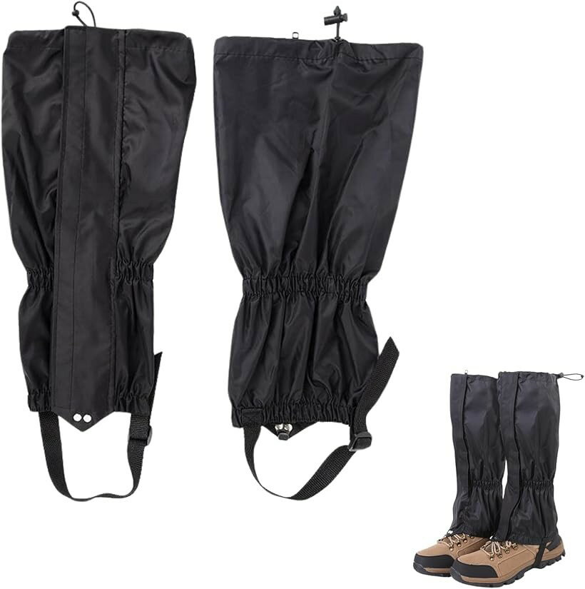 レッグカバー 登山ゲイター スパッツ ゲーター 登山用 渓流 防水 (ブラック)