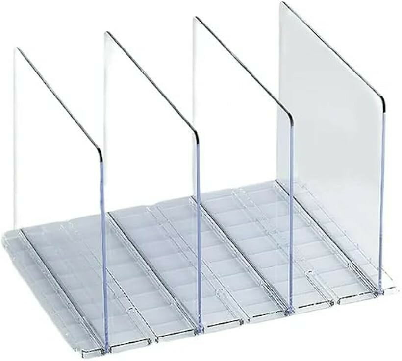 バック収納スタンド 透明 調整可能 仕切り幅 (透明, W31.5xD23.9xH20cm)
