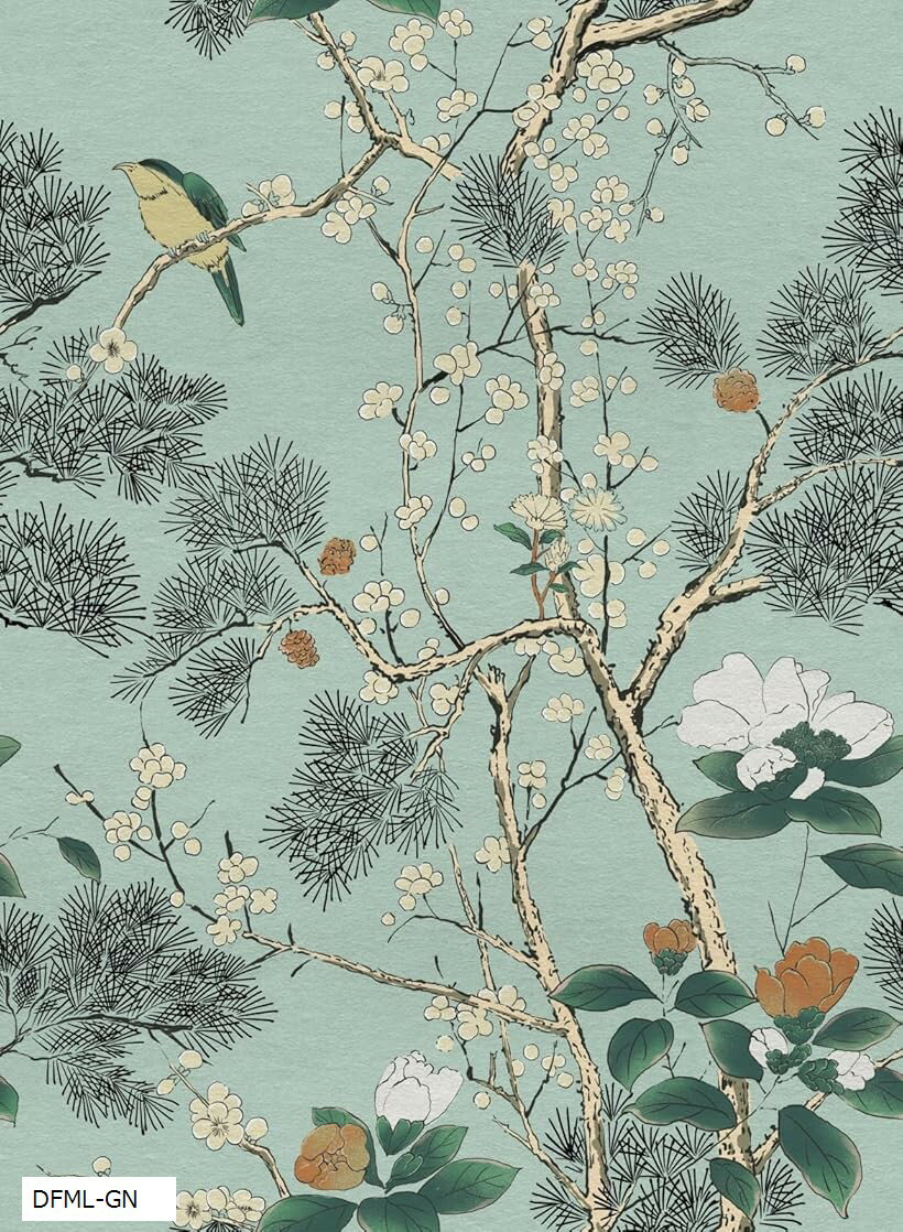 壁紙シール はがせる おしゃれ 北欧 のり付き diy 壁紙シート 賃貸 防水 wallpaper (DFML-GN, 幅44cm x..