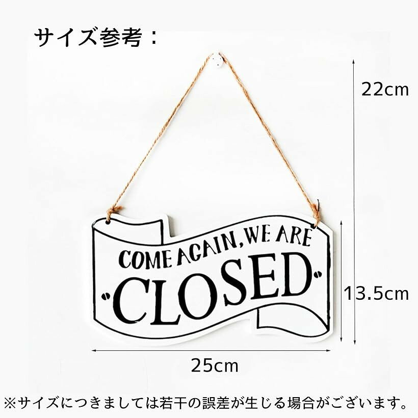ホリックのオープン クローズ プレート 木製 両面看板 ボード サインプレート インテリア リバーシブル (ホワイト, 25x13.5cm)｜アングル2