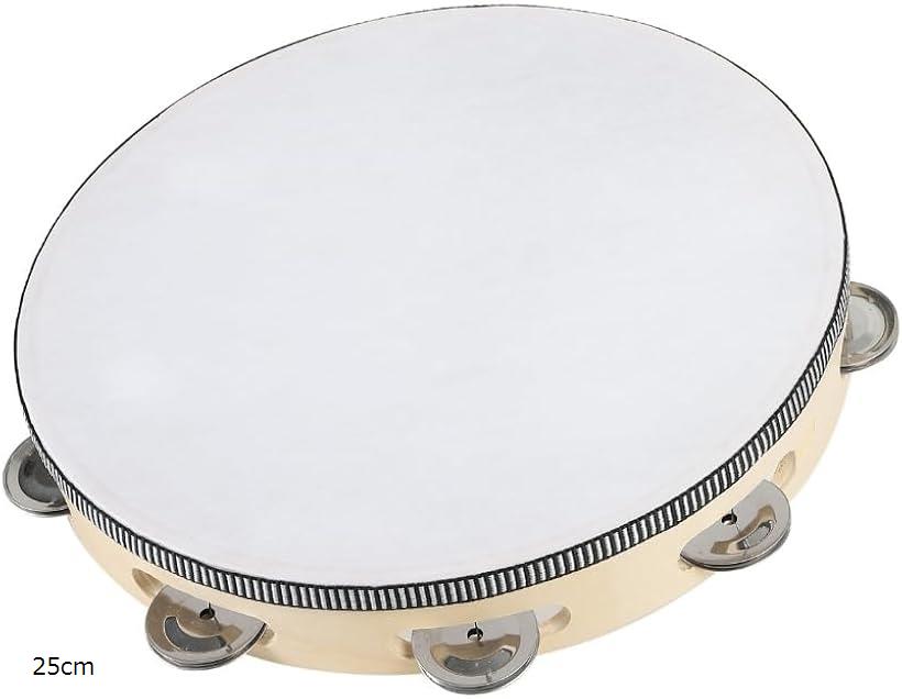 タンバリン 楽器 打楽器 ダンス バレエ 木製 コンパクト 軽量 お手軽タンバリン 直径25cm (25cm)