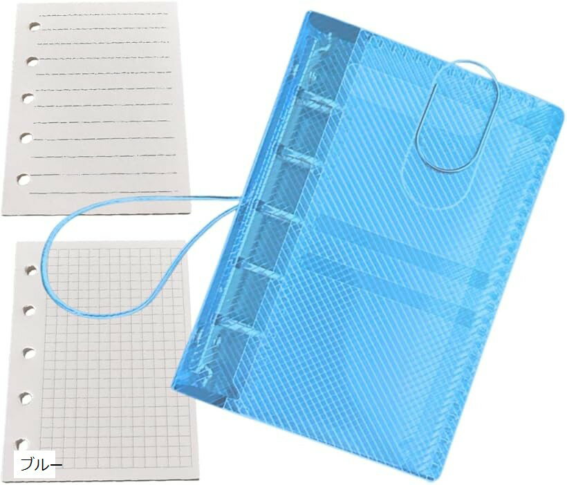 システム手帳 M5 5穴 ミニ バインダー メモ帳 シール帳 リフィル80枚付き ブルー (ブルー)