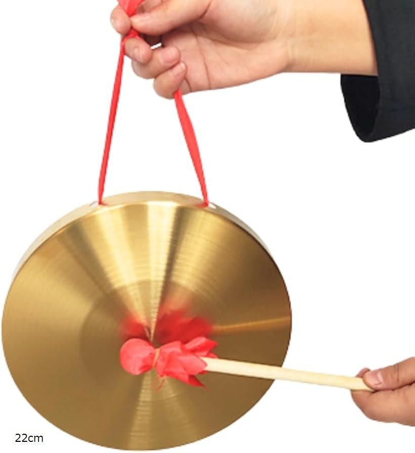 ドラ 銅鑼 お手軽 ゴング 効果音 太鼓 楽器 スポーツ 格闘技 合図 演出 バチ付き (22cm)