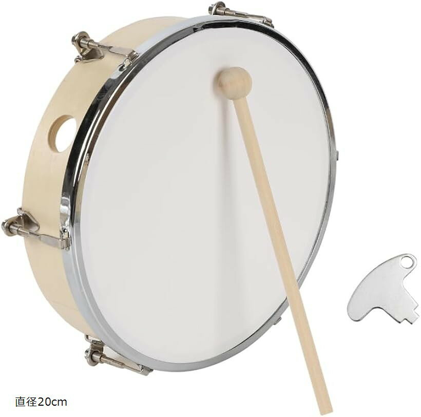 体操用太鼓 小太鼓 運動会 発表会 応援グッズ チューニングキー バチ付き (直径20cm)
