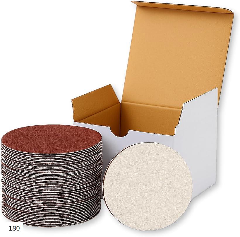 サンドペーパー 125mm 100枚セット マジック式 ディスクサンダー用 丸型 紙やすり DIY 木工 金属 研磨 塗装剥がし 各種粒度 サンディングペーパー (180)