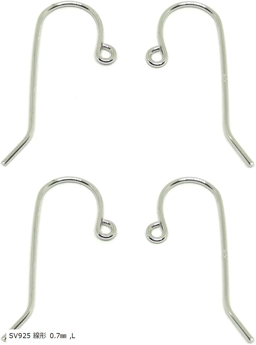 日本製 ピアス フック 職人 パーツ 2ペア― ハンドメイド アクセサリー 国産パーツ (SV925 線形 0.7mm, L)