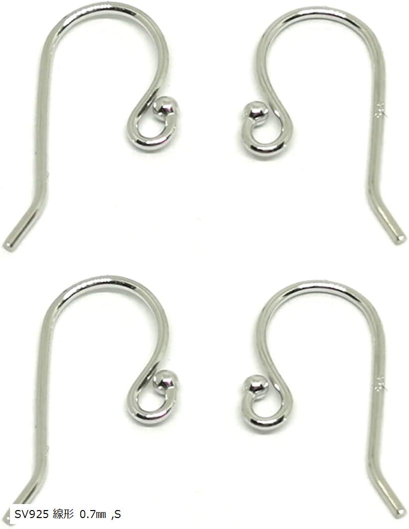 日本製 ピアス フック 職人 パーツ 2ペア― ハンドメイド アクセサリー 国産パーツ (SV925 線形 0.7mm, S)