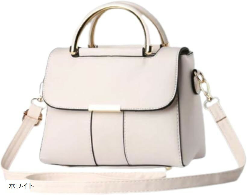 ショルダーバッグ ハンドバッグ ミニとーと 斜めがけ 2way 小さめ レディース コンパクト PUレザー かばん (ホワイト, 横23cmx縦19cmxマチ13cm)(4)