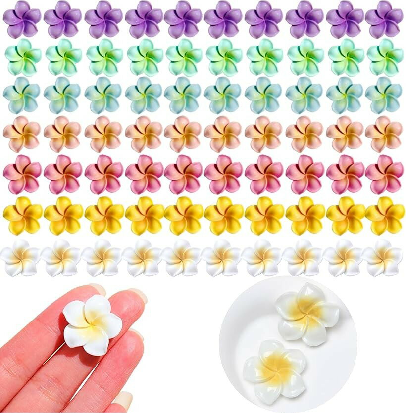 プルメリア 花 チャーム フラワー ピアス ネックレス イヤリング ハワイアン デコ素材 アクセサリーパーツ デコキット クラフト手芸 DIY飾り物 (70個)