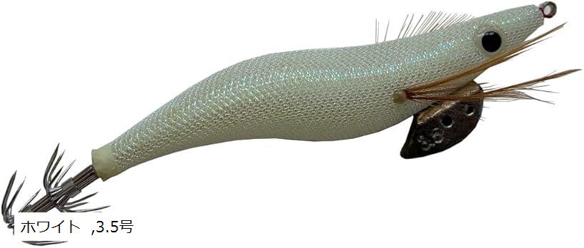 J-base 光る エギ ラトル入り 高アピール アオリイカ エギング 餌木 ルアー 釣具 蓄光 夜行 グロー (ホワイト, 3.5号)