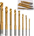 8本セット 鋸歯状サイドカッティングドリルビット 鋸歯状側面切削ドリルビット チタンコートHSSツイスト チタン被覆ハイスツイスト 丸シャンク 木工用 3-10...