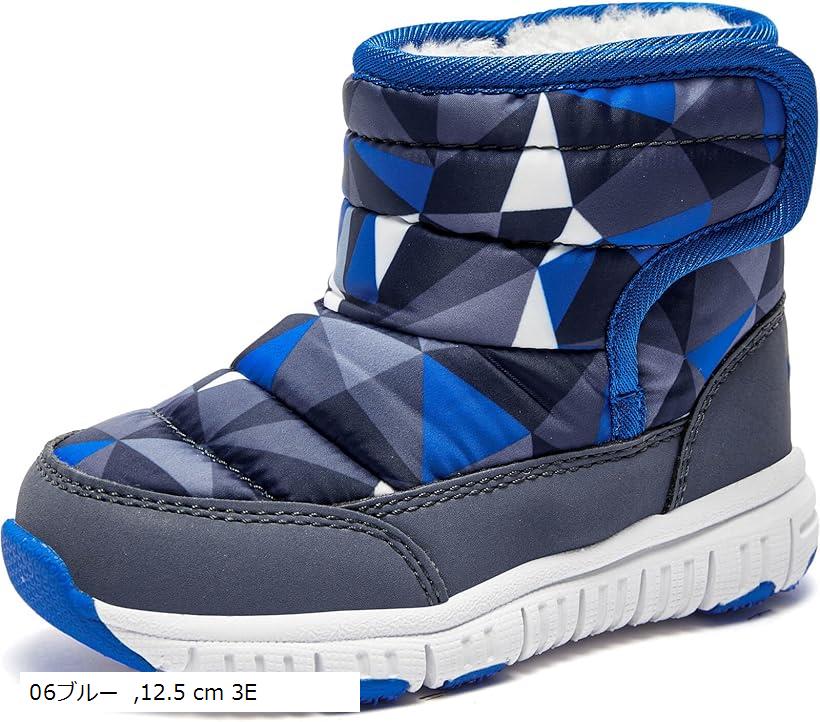 スノーブーツ キッズ ウインターブーツ ベビー 女の子 男の子 スノーシューズ 子供 雪遊び アウトドア 冬用 靴 雪用 裏ボア 防水 防寒 滑り止め 軽量 (06ブルー, 12.5 cm 3E)