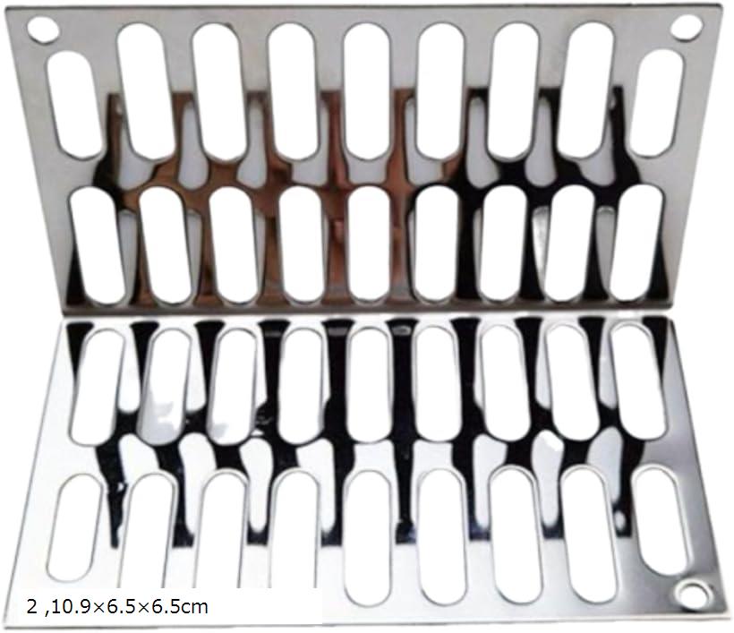 排水溝カバー ベランダ 掃除 ゴミストッパー 排水溝ガード L字 フィルター 2 (シルバー, 10.9x6.5x6.5cm)