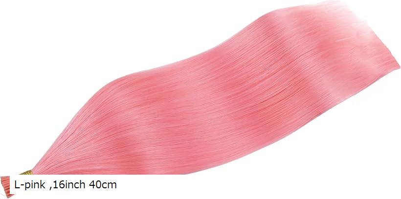 人毛 I TIP チップエクステ レミーエクステ カラー ウィッグ エクステンション 50本 (L-pink, 16inch 40cm)