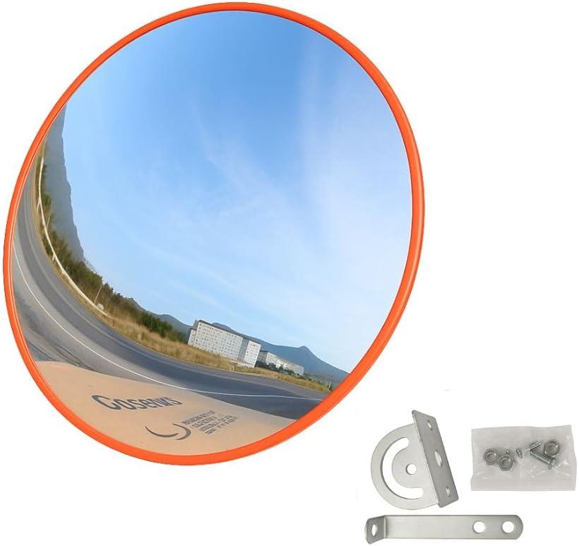 カーブミラー 丸型 ガレージミラー 駐車場 車庫 路地 死角解消 安全確保 屋外用 取り付け金具付 (オレンジ, 直径30cm)