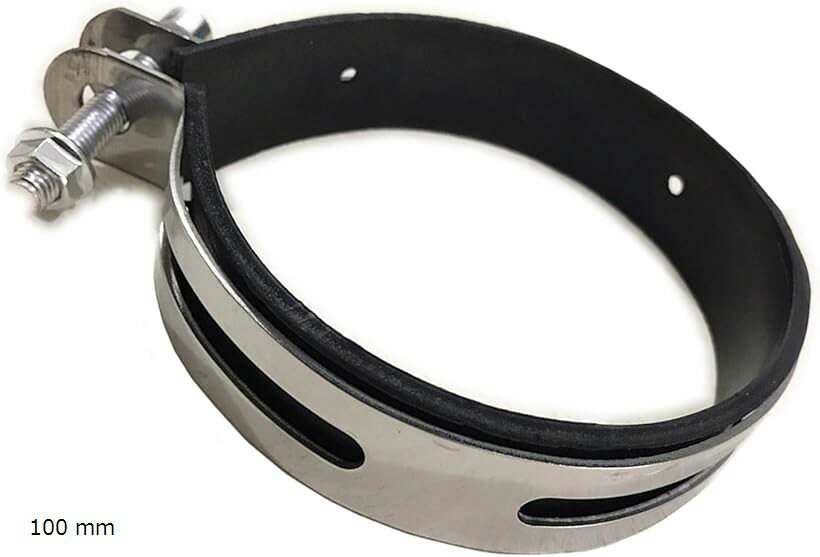 サイレンサーバンド 汎用 シルバー マフラー バイクパーツ ステンレス YM-256-SS (100 mm)