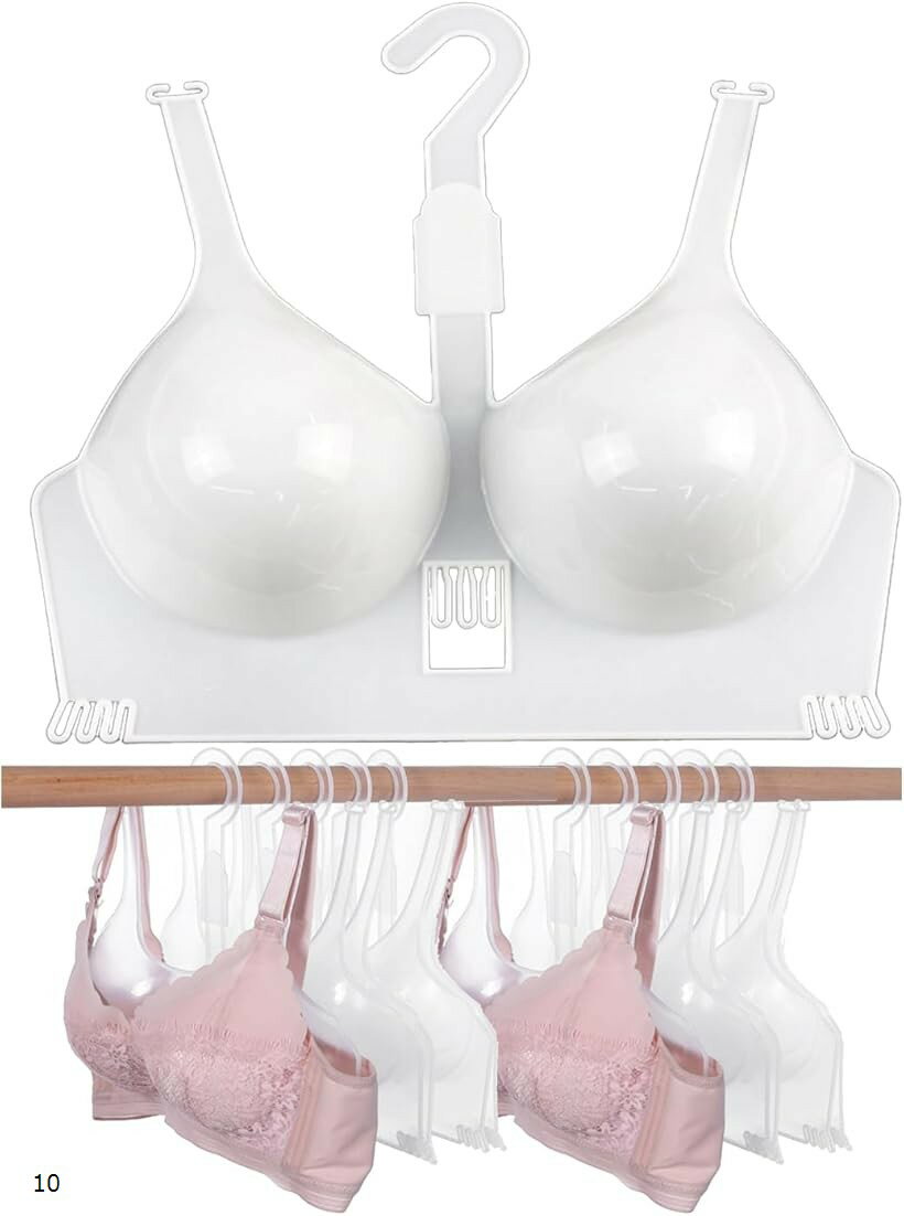 ブラジャーハンガー 収納 洗濯 物干し 店舗ディスプレイ 型崩れ防止 半透明 プラスチック製 (半透明, 10)