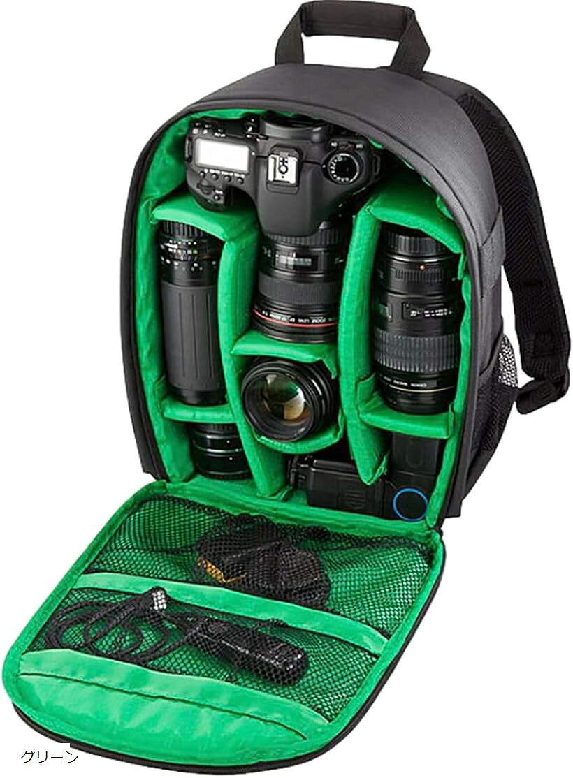カメラ バッグ 軽量 大容量 コンパクト 撮影バッグ リュック バックパック リュックサック (グリーン, 各種)