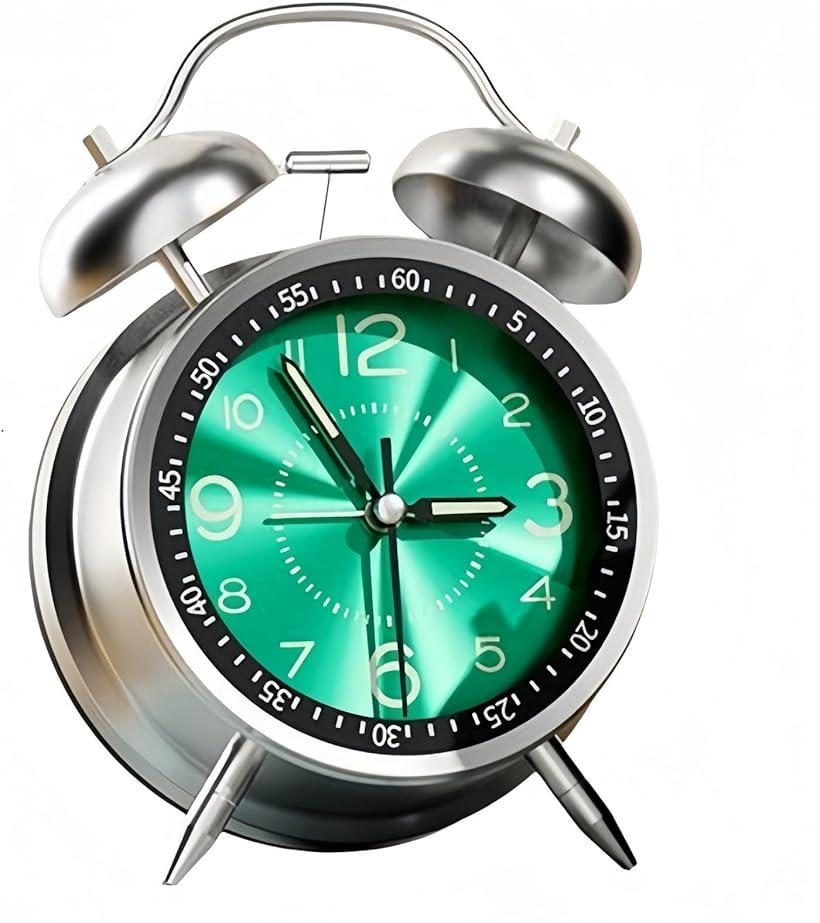 爆音 大音量 アナログ うるさい アラーム 絶対起きれる目覚まし時計 振動 起きれるめざまし 目覚ましどけい 子供 爆音めざまし時計 可愛い (グリーン)