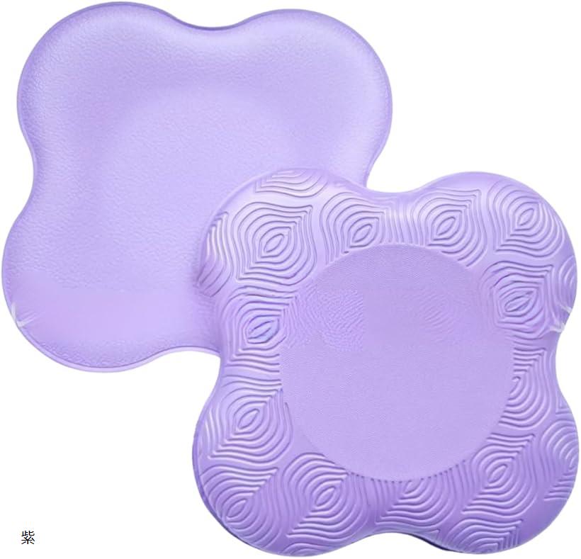 ヨガ クッションマット 膝 肘 パッド 2枚セット 厚め 筋トレ ストレッチ 衝撃吸収 赤 (紫)