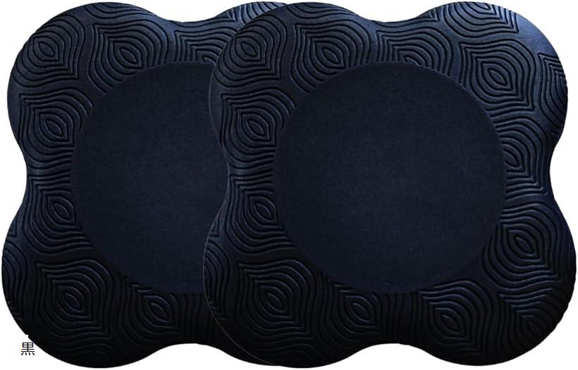 ヨガ クッションマット 膝 肘 パッド 2枚セット 厚め 筋トレ ストレッチ 衝撃吸収 赤 (黒)