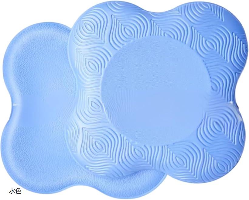 ヨガ クッションマット 膝 肘 パッド 2枚セット 厚め 筋トレ ストレッチ 衝撃吸収 赤 (水色)