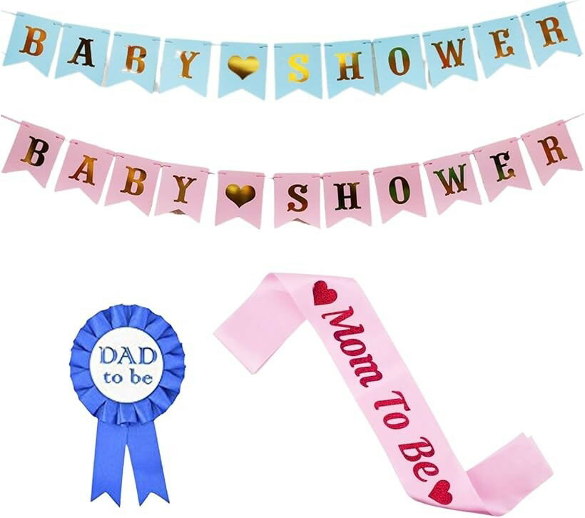 ベビーシャワー パーティー グッズ 記念日 たすき バッジ オーナメント 壁掛け 装飾 4点セット
