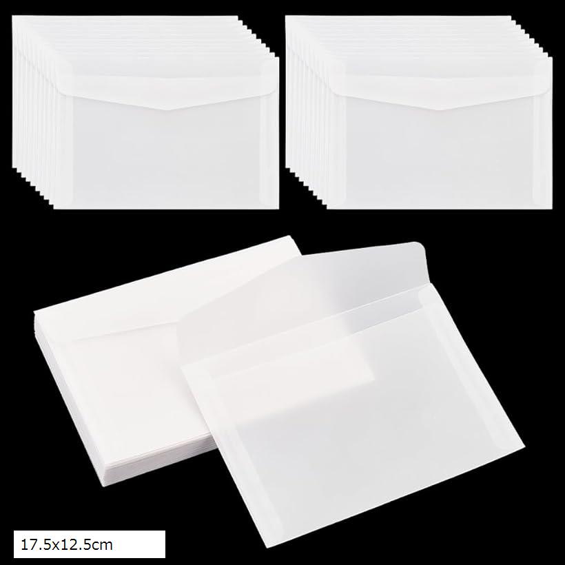 50枚半透明透け封筒洋形封筒レターケース無地ビジネス封筒結婚式招待状収納保存袋文房具オフィス展示会..
