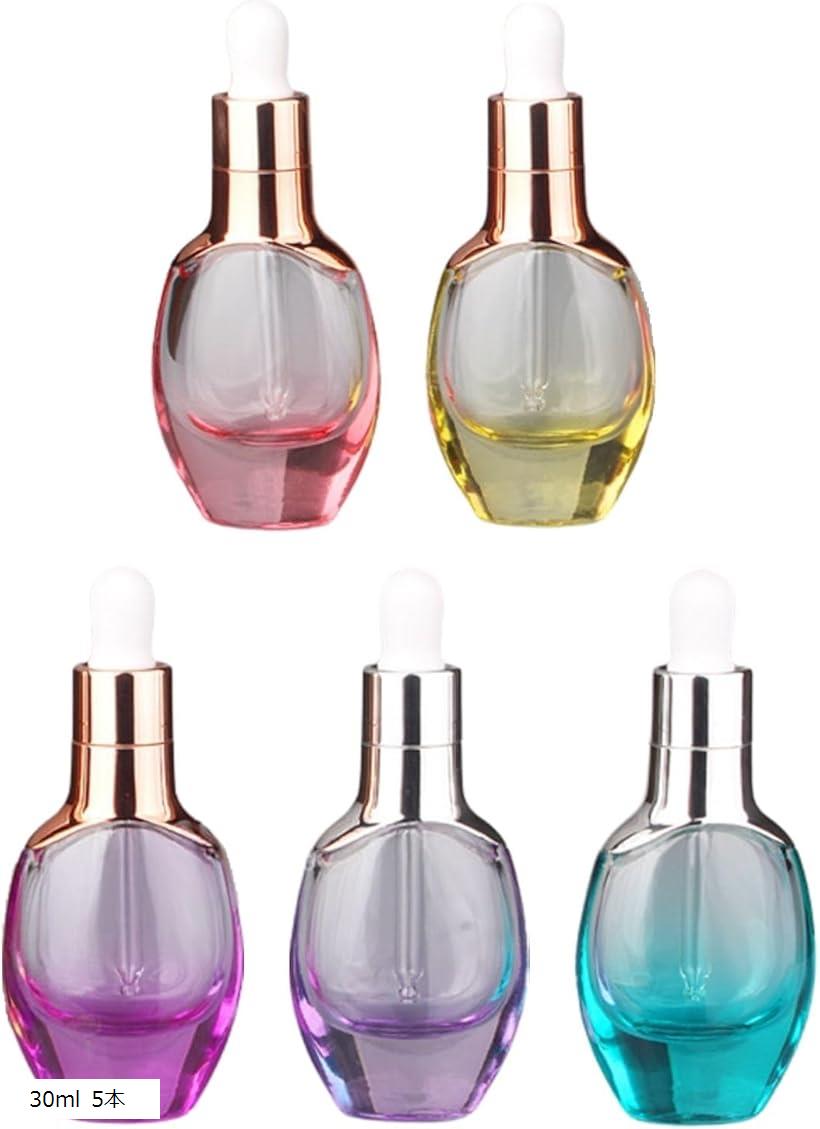 スポイトボトル アロマオイルボトル ポンプ 化粧品 (30ml 5本)