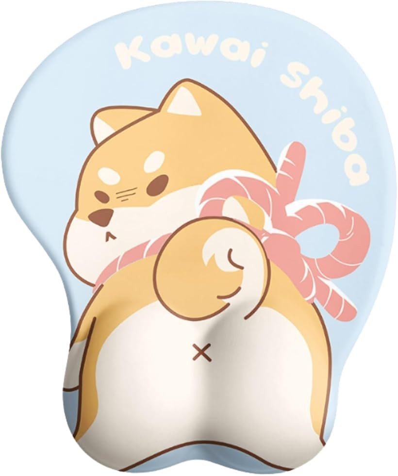 マウスパッド リストレスト 柴犬 手首 クッション マウスパッド手あて (長さ250 x 幅 215mm)