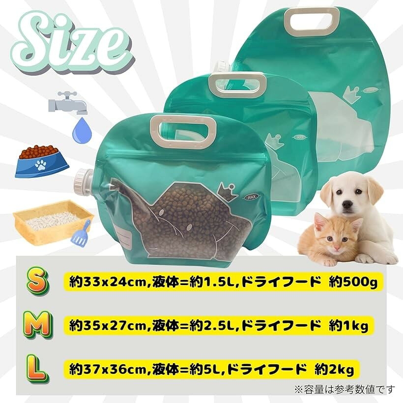 ペット ドライフード 猫砂 小分け用 ジップ袋 注ぎ口 持ち手 付 SW2660 (Sサイズ（...
