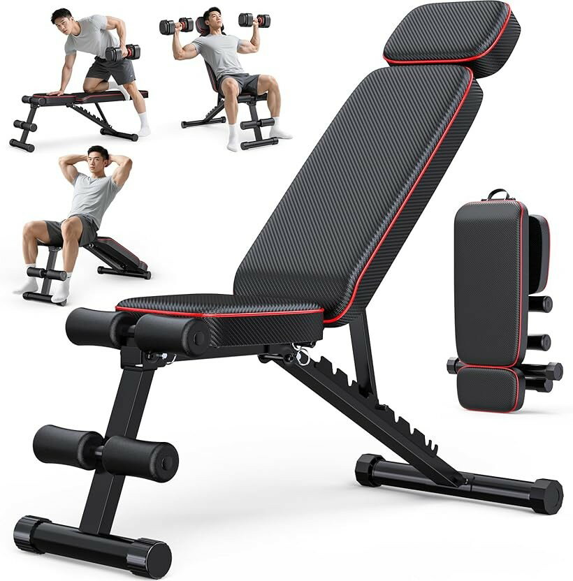 トレーニングベンチ マルチシットアップベンチ 折り畳み式 耐荷重400kg角度調整機能 フラットベンチ イ..