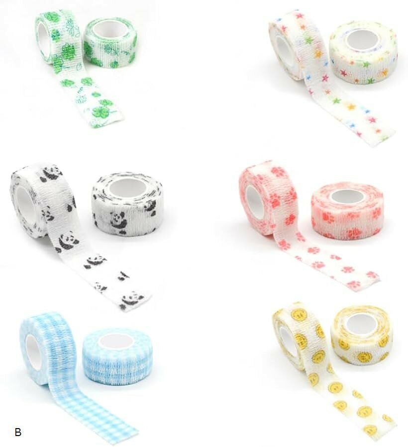 自着性テープ 包帯 伸縮性 2.5cmx4m 6個セット (B, 2.5cmx4m)