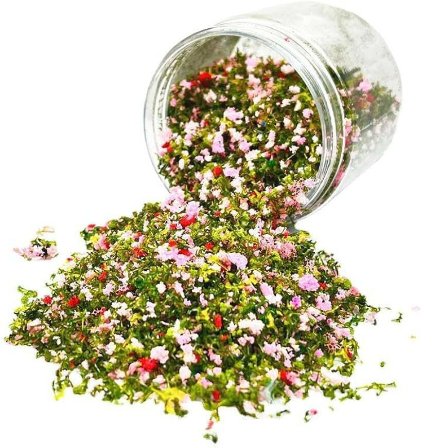 ジオラマパウダー ピンク 桜 お花畑 ミニチュア 工作用 (緑)