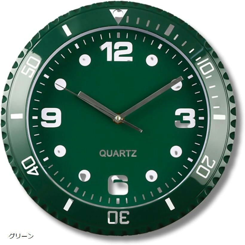 壁掛け時計 アナログ時計 インテリア リビング オフィス 直径28cm (グリーン)