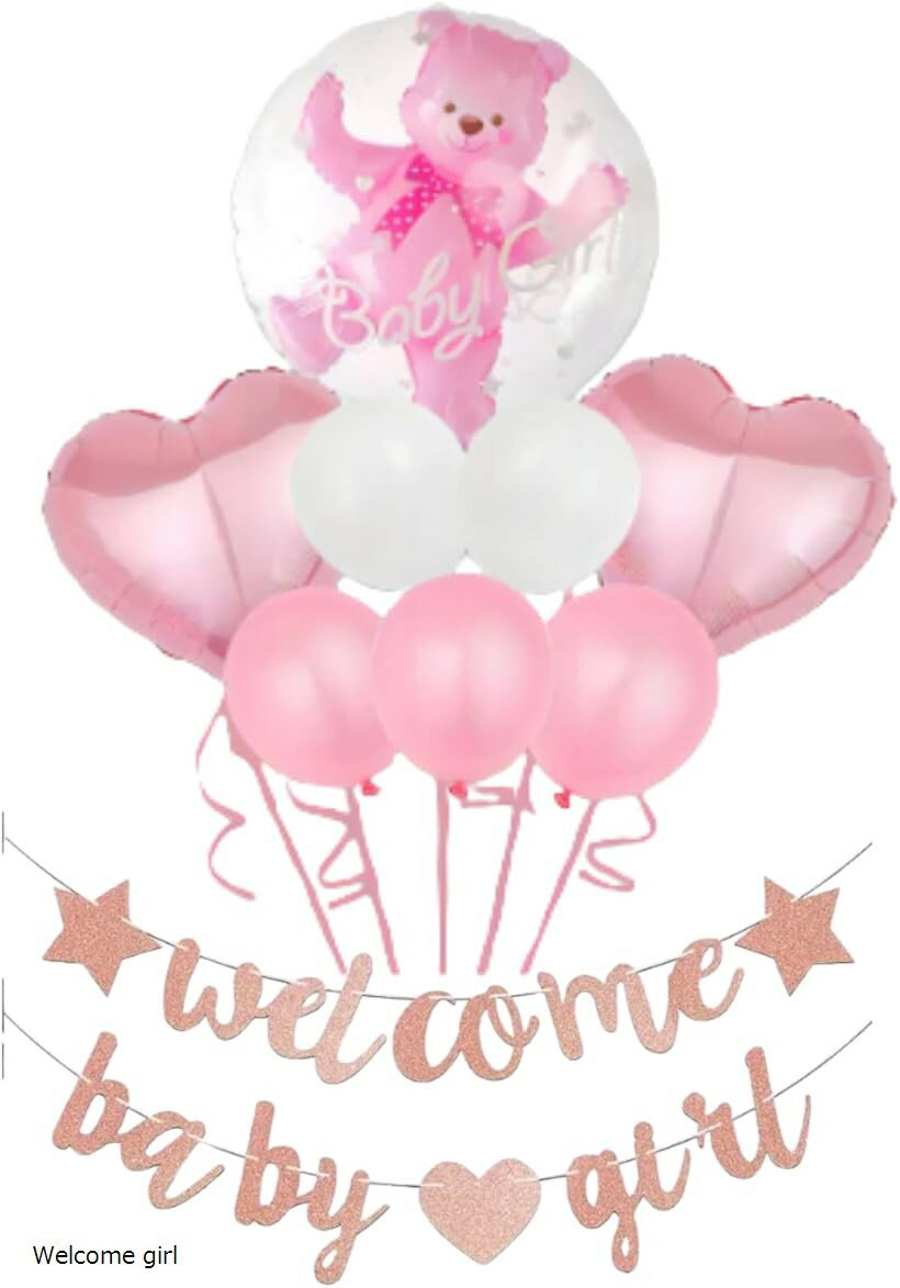 シリンジ ウェルカムベビー ベビーシャワー バルーンガーランド (Welcome girl, 61 cm)