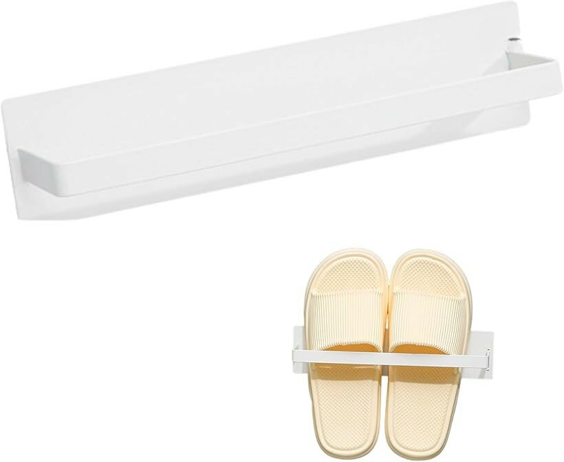 Slippers Racks - スリッパたて マグネット式 壁掛け収納 磁石固定 穴あけ不要 玄関 室内 省スペース ホワイト