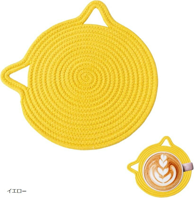 猫 コースター 鍋敷き 耐熱 おしゃれ かわいい 猫耳 天然素材 プレゼント ギフト 贈り物 食卓 アニマル..