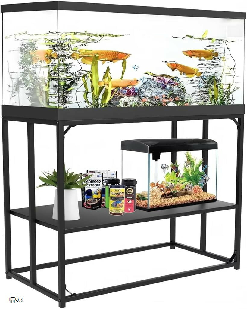 水槽台 水槽スタンド 魚の水槽台 アクアリウムスタンド 水槽用台 幅93x奥行47x高さ75cm 水槽棚 耐荷重 300kg 水槽収納台 全金属素材 水槽設置台 (ブラック)