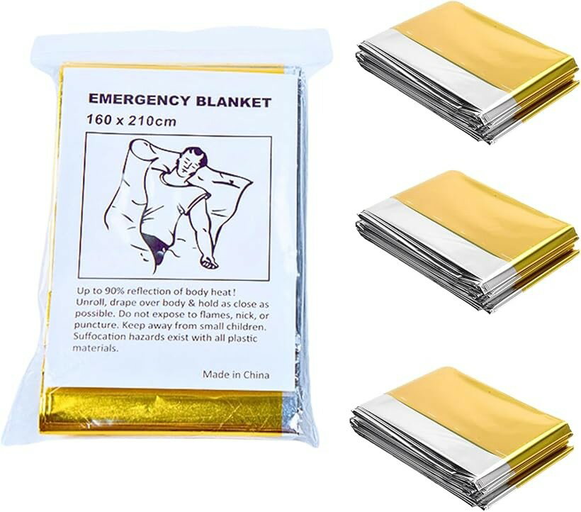 サバイバルシート 3枚組アルミシート 防災/防寒/保温/遮熱/防水 アルミブランケット 配達 緩衝材 断熱 ..