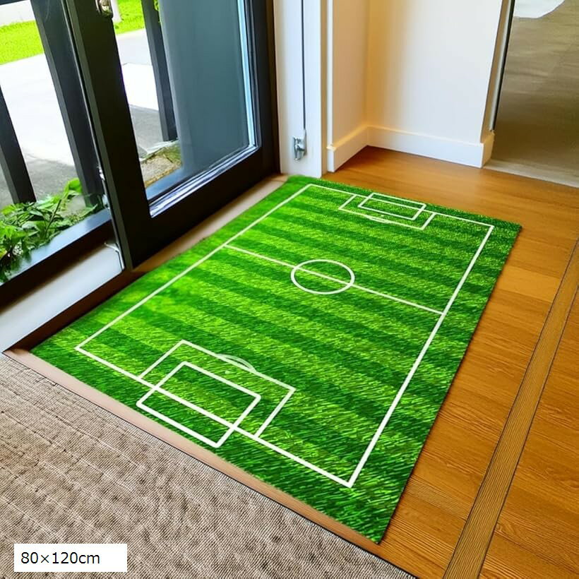 サッカーマット サッカー場 プレイマット キッズ カーペット ラグマット 洗える (グリーン, 80x120cm)