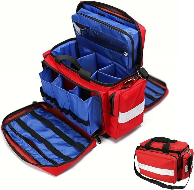 メディカルバッグ 救急バッグ ショルダー 取り外し可能な仕切り付き 救急箱 大容量 家庭用 学校 看護師..