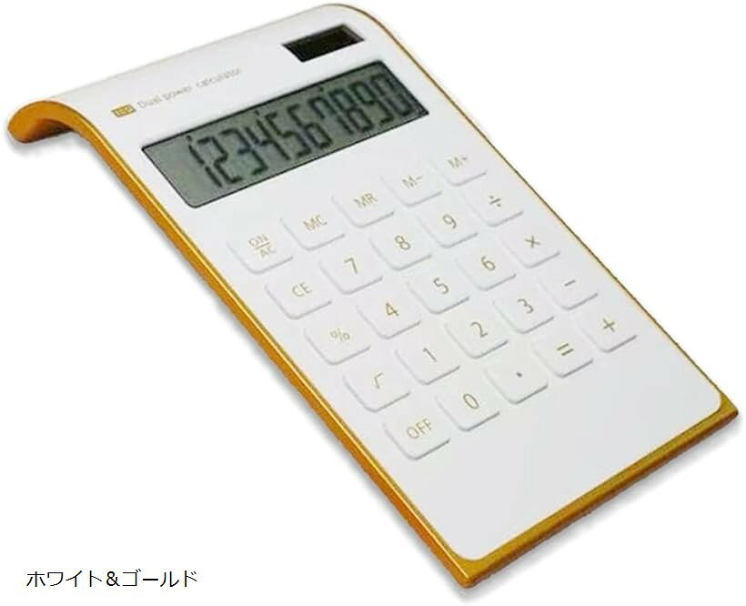 バリエーションコード : 2b2xiq6u5u商品コード2b2xiq6u5u商品名電卓 計算機 10桁 ソーラー 薄型 かわいい おしゃれ ビジネス オフィスブランドNicheezカラーホワイト＆ゴールド「スタイリッシュな電卓」ホワイトにゴールドが映えるシンプルでオシャレなソーラー電卓です。実用的かつ安っぽくないスタイリッシュなデザイン。ご家庭用としてはもちろん、オフィスやお店でもご使用いただけます。「使いやすい角度設計」使いやすさを追求した傾斜設計のため、ボタンも打ち込みやすく、液晶画面も視認しやすいです。また、土台部分にはズレ防止の滑り止めがついており、安定性もあるため、快適にお使い頂けます。「省エネのソーラータイプ」ソーラータイプのため、太陽光や灯りを利用してそのままお使い頂けます。環境に優しい省エネで、特にバッテリー交換の手間もなく、長くご愛用いただけます。「商品内容」ソーラー計算機　表示桁数：10桁　サイズ：19.3cmx11.5cmx2.5cm　重量：138g　カラー：ホワイト/ゴールド、ブラック/ゴールド　素材：ABS，ゴム「オリジナルパッケージ付」Nicheezオリジナルパッケージに包装し、お客様の元へお届け致します。商標登録第6600663号※ 他ネットショップでも併売しているため、ご注文後に在庫切れとなる場合があります。予めご了承ください。※ 品薄または希少等の理由により、参考価格よりも高い価格で販売されている場合があります。ご注文の際には必ず販売価格をご確認ください。※ 沖縄県、離島または一部地域の場合、別途送料の負担をお願いする場合があります。予めご了承ください。※ お使いのモニタにより写真の色が実際の商品の色と異なる場合や、イメージに差異が生じることがあります。予めご了承ください。※ 商品の詳細（カラー・数量・サイズ 等）については、ページ内の商品説明をご確認のうえ、ご注文ください。※ モバイル版・スマホ版ページでは、お使いの端末によっては一部の情報が表示されないことがあります。すべての記載情報をご確認するには、PC版ページをご覧ください。